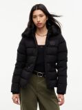 Black Slim Down Hooded Puffer Jacket  Women