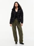 Black Slim Down Hooded Puffer Jacket  Women