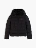 Black Slim Down Hooded Puffer Jacket  Women