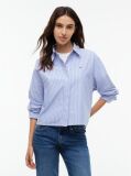 Μπλε Festive Oversized Πουκάμισο Cropped  Γυναίκες