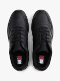 Black Essential Retro Leather Basketball Trainers  Men
