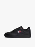 Black Essential Retro Leather Basketball Trainers  Men