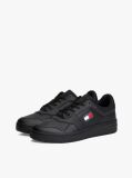 Black Essential Retro Leather Basketball Trainers  Men