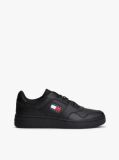 Black Essential Retro Leather Basketball Trainers  Men
