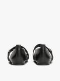 Black Leather Crossover Strap Mary Jane  Women
