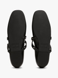 Black Leather Crossover Strap Mary Jane  Women