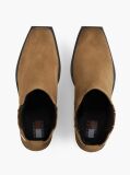 Khaki Suede Tonal Plaque Western Boots  Women