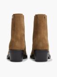 Khaki Suede Tonal Plaque Western Boots  Women