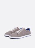 Grey Canvas Lace Up Trainers  Men