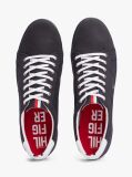 Blue Canvas Lace Up Trainers  Men