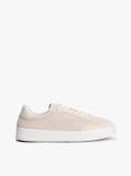 Beige Ventilation Detail Leather Court Trainers  Men