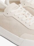 Beige Ventilation Detail Leather Court Trainers  Men