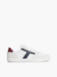 White Leather Mixed Texture Sneakers  Men