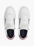 White Leather Mixed Texture Sneakers  Men