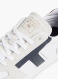White Leather Mixed Texture Sneakers  Men