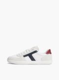 White Leather Mixed Texture Sneakers  Men