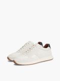 Beige Leather Mixed Texture Sneakers  Men