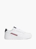 Άσπρο Δερμάτινα Sneakers Basketball Με Global Ριγέ Λεπτομέρεια  Άνδρες