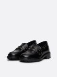 Μαύρο Δερμάτινα Loafers Με Block Τακούνι Και Λεπτομέρεια Με Οπές  Γυναίκες