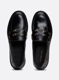 Μαύρο Δερμάτινα Loafers Με Block Τακούνι Και Λεπτομέρεια Με Οπές  Γυναίκες