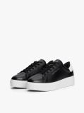 Μαύρο Δερμάτινα Sneakers Με Πλατφόρμα  Γυναίκες