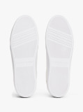 White Leather Metallic Platform Court Trainers  Women