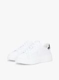 Άσπρο Δερμάτινα Sneakers Με Πλατφόρμα Και Λεοπάρ Λεπτομέρεια  Γυναίκες