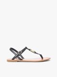 Black Leather TH Monogram Strap Sandals  Women