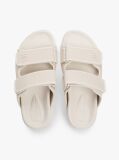 Beige Leather Double Strap Serrated Sandals  Women