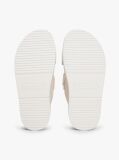 Beige Leather Double Strap Serrated Sandals  Women