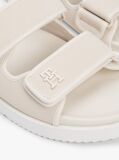 Beige Leather Double Strap Serrated Sandals  Women