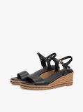 Black TH Monogram Leather Wedge Espadrilles  Women