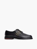 Μαύρο Δερμάτινα Loafers Με Αγκράφα Και Moc Μύτη  Γυναίκες