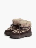 Brown Faux Fur Water Resistant Suede Snow Boots  Women