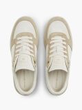 Beige Suede Mixed Texture Enamel Flag Sneakers  Women
