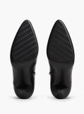 Black Leather Pointed Toe Heeled Ankle Boots  Women
