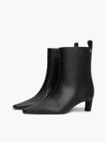 Black Kitten Heel Leather Ankle Boots  Women