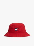 Red Kids' Wavy Flag Seersucker Bucket Hat  Kids Unisex