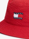 Red Kids' Wavy Flag Seersucker Bucket Hat  Kids Unisex