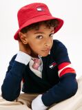 Red Kids' Wavy Flag Seersucker Bucket Hat  Kids Unisex