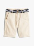 Beige Belted Woven Shorts  Boys