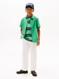 White Linen Blend Drawstring Trousers  Boys