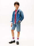 Μπλε Denim Shacket Με Ξεθωριασμένο Εφέ Και Κεντητή Λεπτομέρεια  Αγόρια