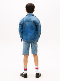 Μπλε Denim Shacket Με Ξεθωριασμένο Εφέ Και Κεντητή Λεπτομέρεια  Αγόρια
