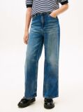 Blue Logo Embroidery Vintage Wash Faded Jeans  Girls