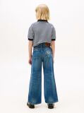 Blue Logo Embroidery Vintage Wash Faded Jeans  Girls