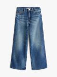 Blue Logo Embroidery Vintage Wash Faded Jeans  Girls