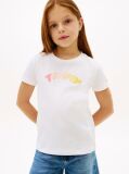 Άσπρο T-Shirt Με Λογότυπο Και Κλασική Λαιμόκοψη  Κορίτσια