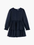 Blue Metallic Polka Dot Tiered Dress  Girls