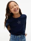 Μπλε Slim Μακρυμάνικο T-Shirt Με Στρας  Κορίτσια